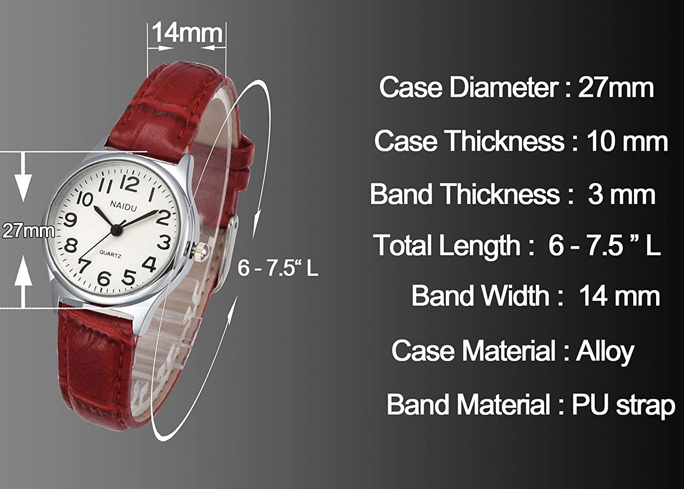 MANIFO Women’s Classical Arabic Numerals Analog Quartz Wrist Watch, 3 ATM Water Resistant - Image 6